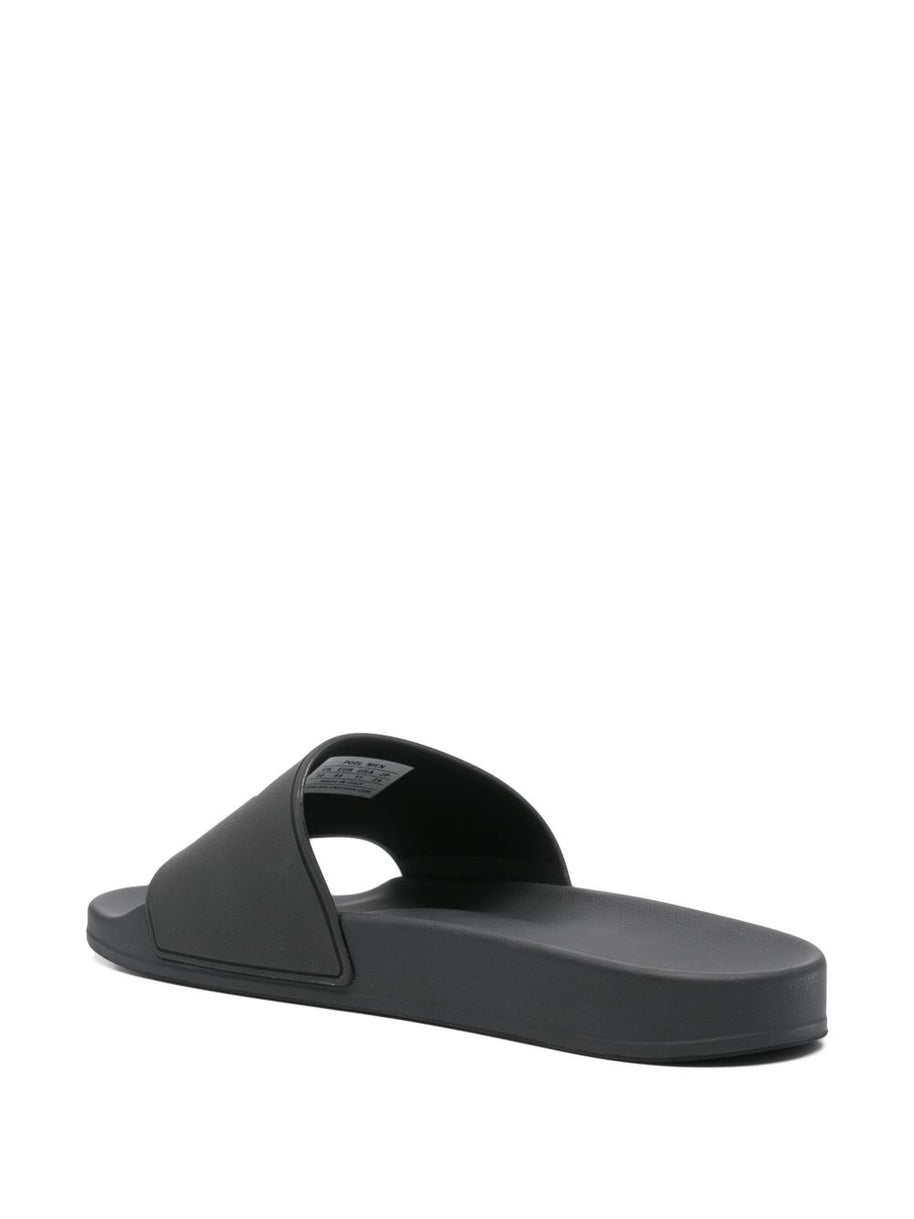 Balenciaga Logo Pool Slides - Black