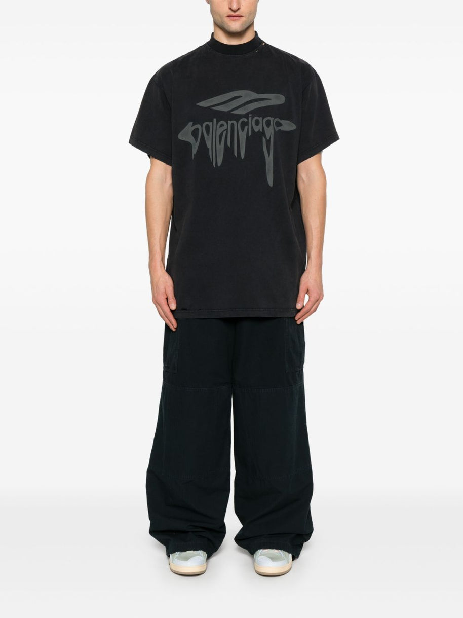 Balenciaga 3b Liquified Cotton T-shirt - Black