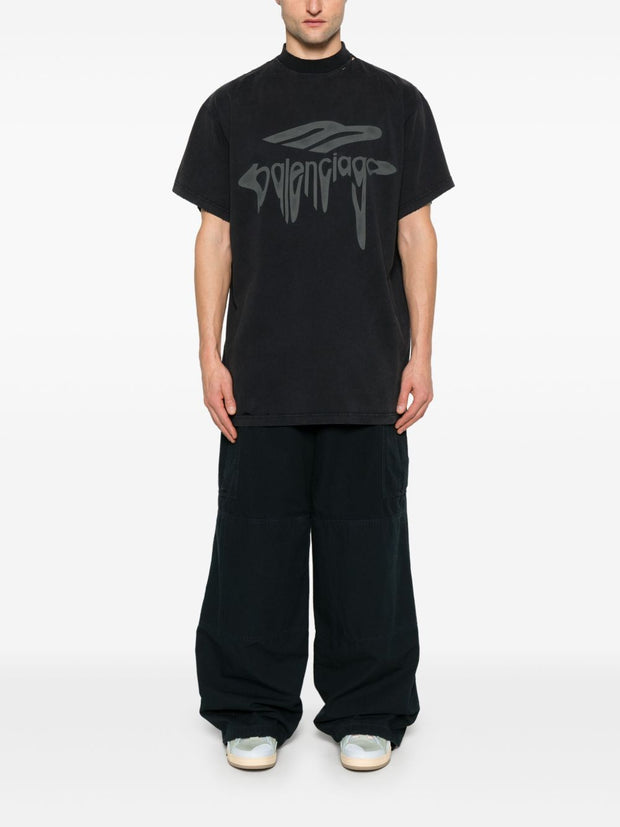 Balenciaga 3b Liquified Cotton T-shirt - Black