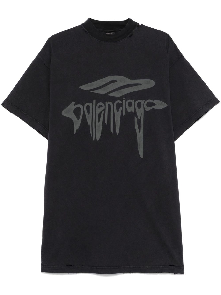Balenciaga 3b Liquified Cotton T-shirt - Black