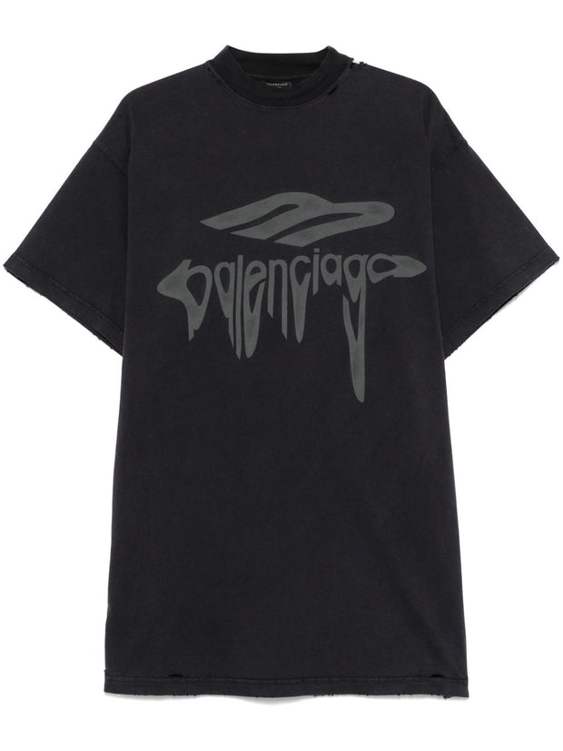 Balenciaga 3b Liquified Cotton T-shirt - Black