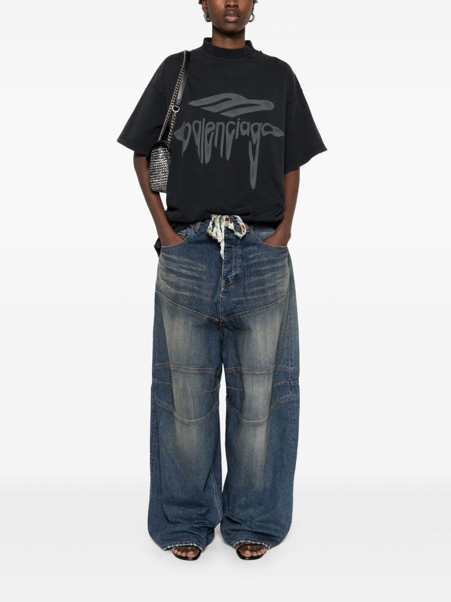 Balenciaga 3b Liquified Cotton T-shirt - Black
