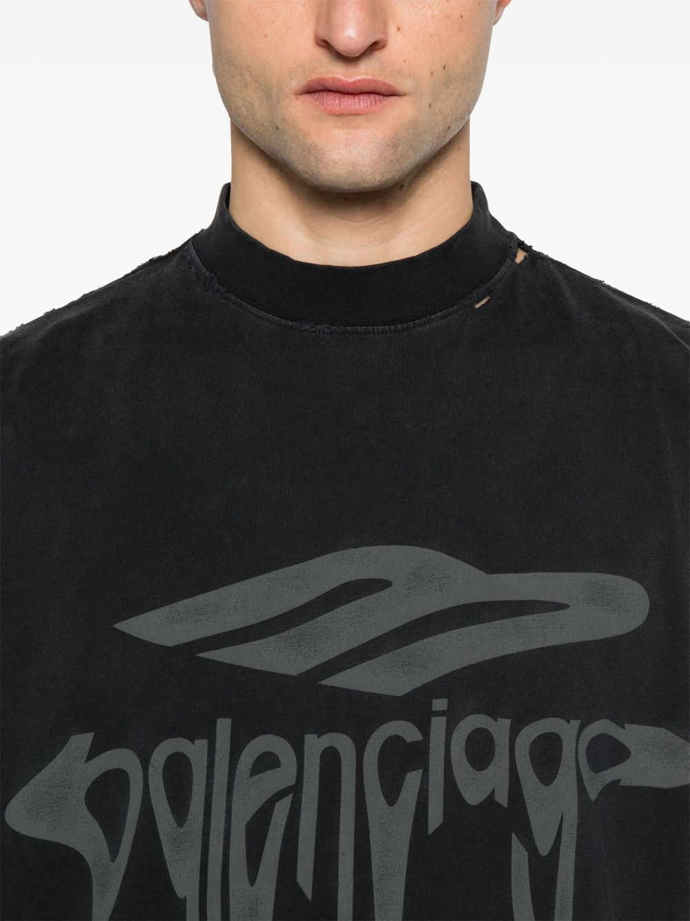 Balenciaga 3b Liquified Cotton T-shirt - Black