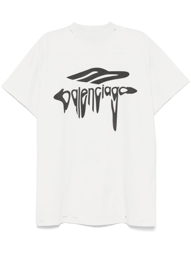 Balenciaga 3b Liquified Cotton T-shirt - White