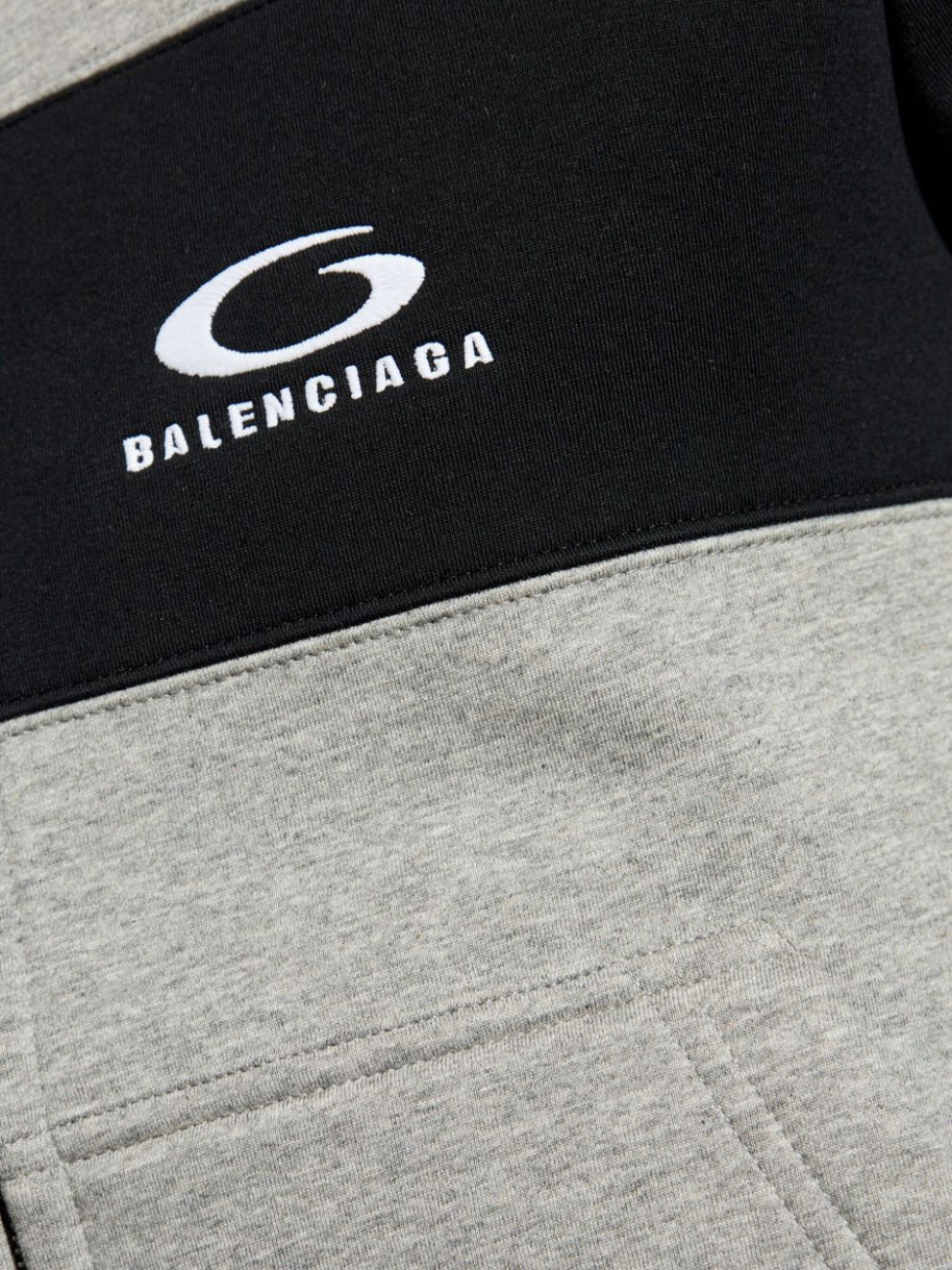 Balenciaga Logo Cotton Zipped Hoodie - Grey