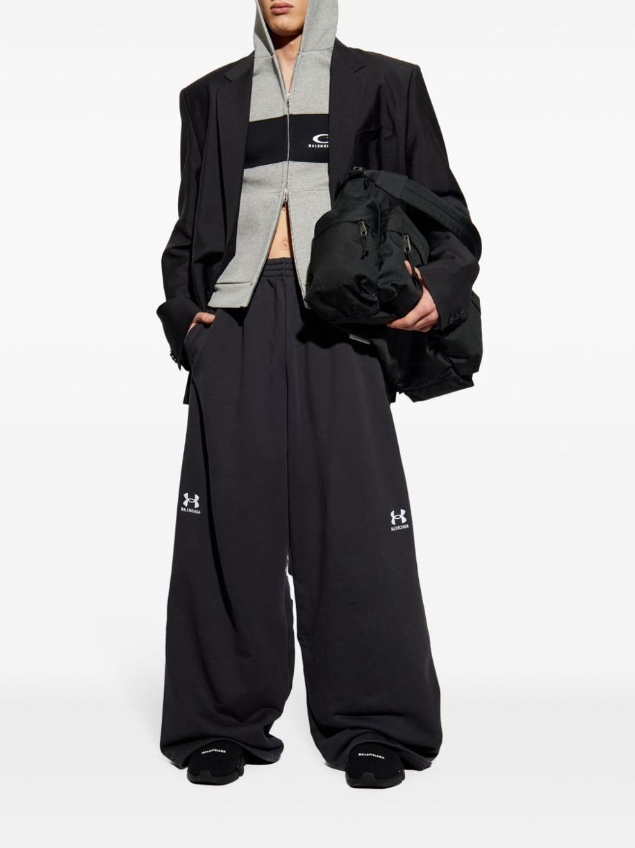 Balenciaga Logo Cotton Zipped Hoodie - Grey