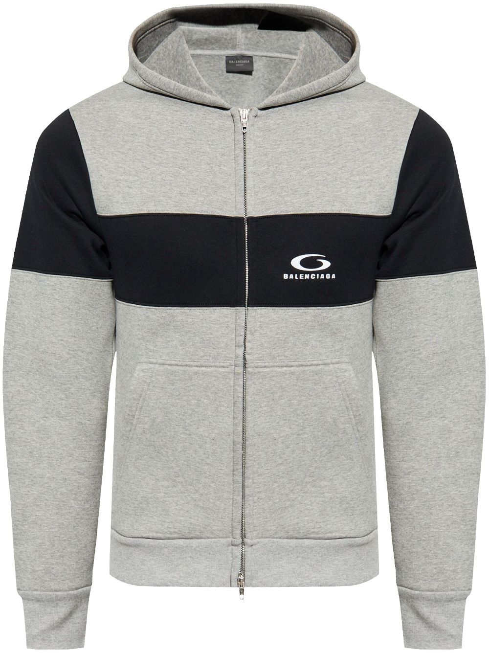Balenciaga Logo Cotton Zipped Hoodie - Grey