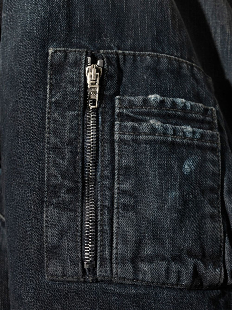 Balenciaga Denim Cotton Bomber Jacket - Black