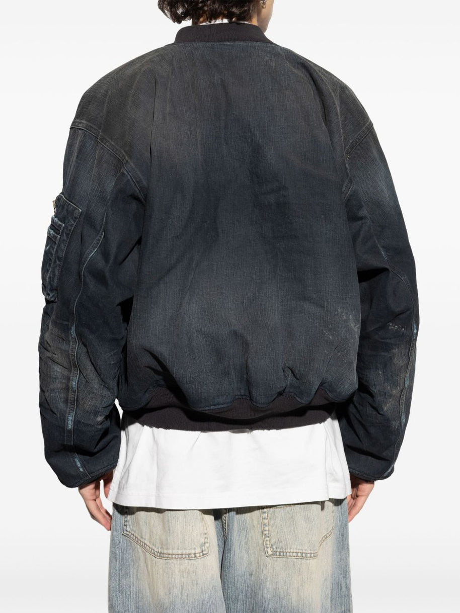 Balenciaga Denim Cotton Bomber Jacket - Black