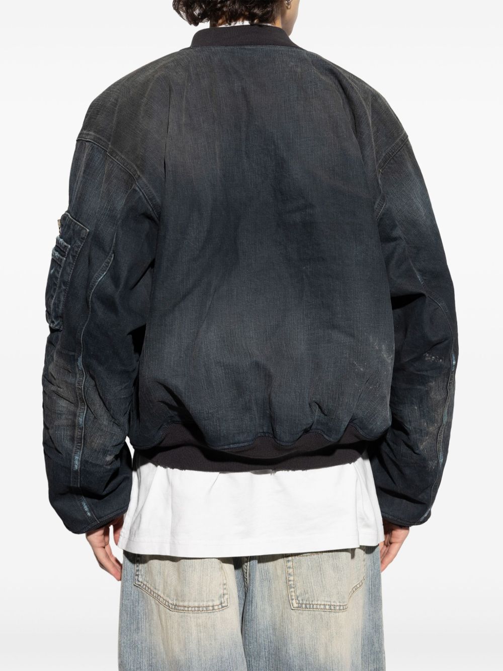 Balenciaga Denim Cotton Bomber Jacket - Black