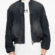 Balenciaga Denim Cotton Bomber Jacket - Black