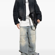 Balenciaga Denim Cotton Bomber Jacket - Black