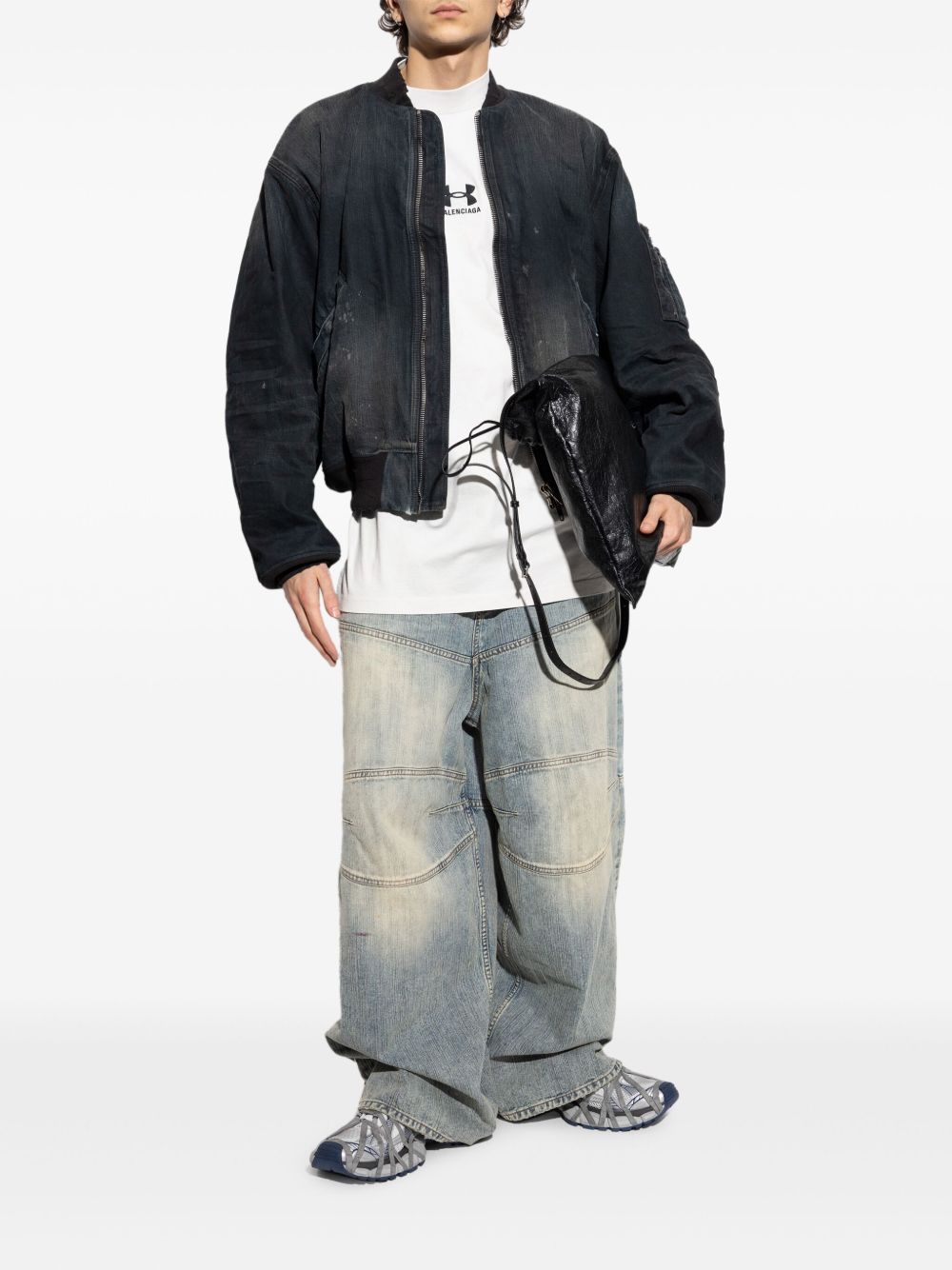 Balenciaga Denim Cotton Bomber Jacket - Black