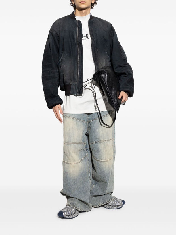 Balenciaga Denim Cotton Bomber Jacket - Black
