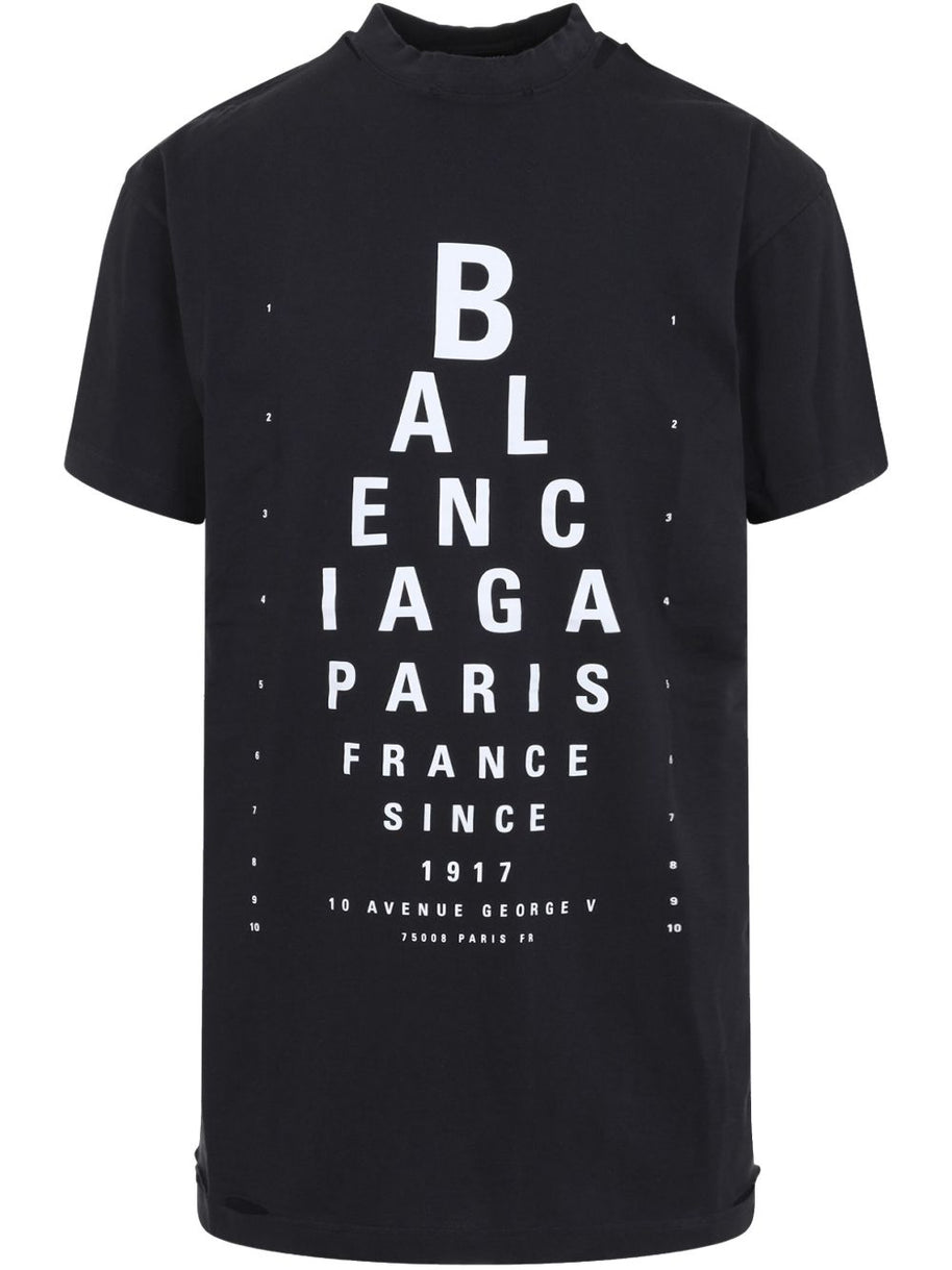 Balenciaga Optical Cotton T-shirt - Black