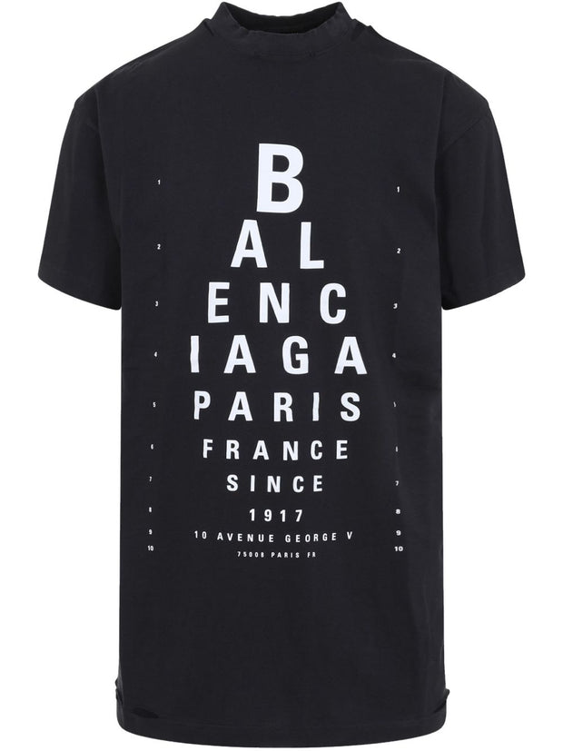 Balenciaga Optical Cotton T-shirt - Black