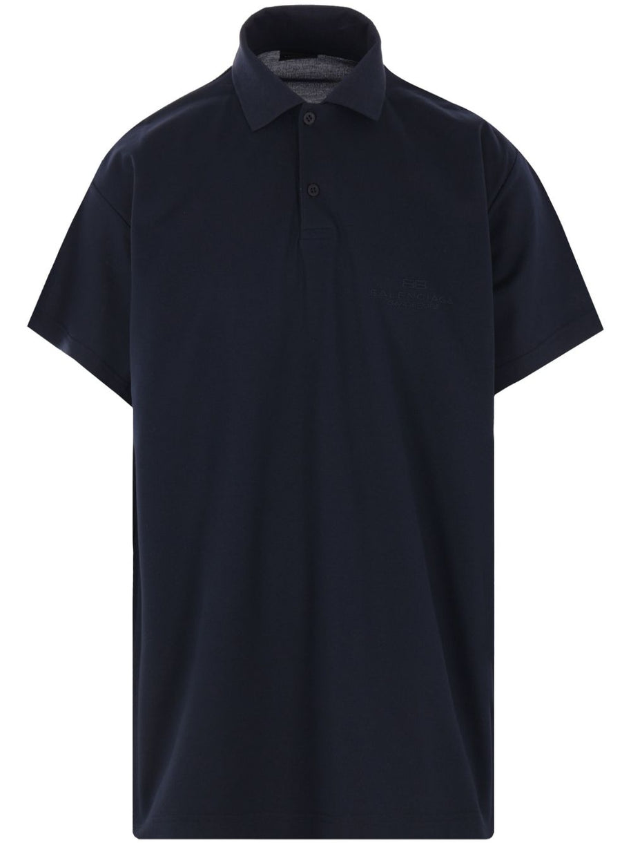 Balenciaga Interwined Cotton Polo Shirt - Blue