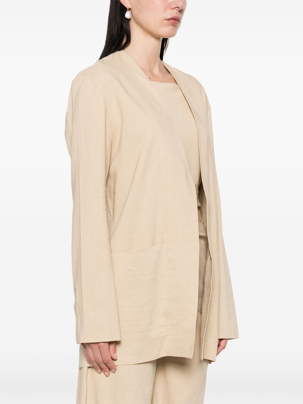 Cortana Open Front Jacket In Beige