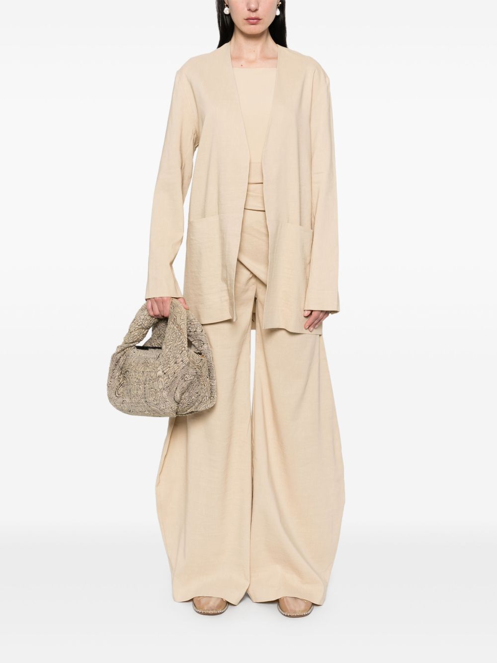 Cortana Open Front Jacket In Beige