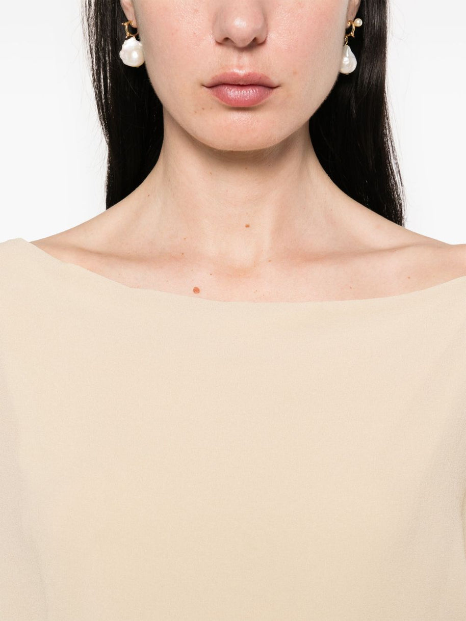 Cortana Silk Top In Beige