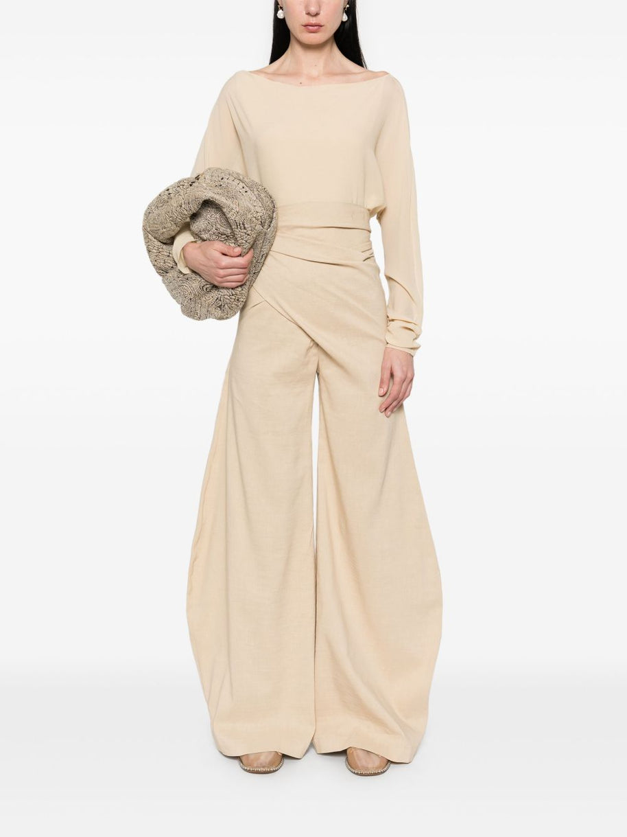 Cortana Silk Top In Beige