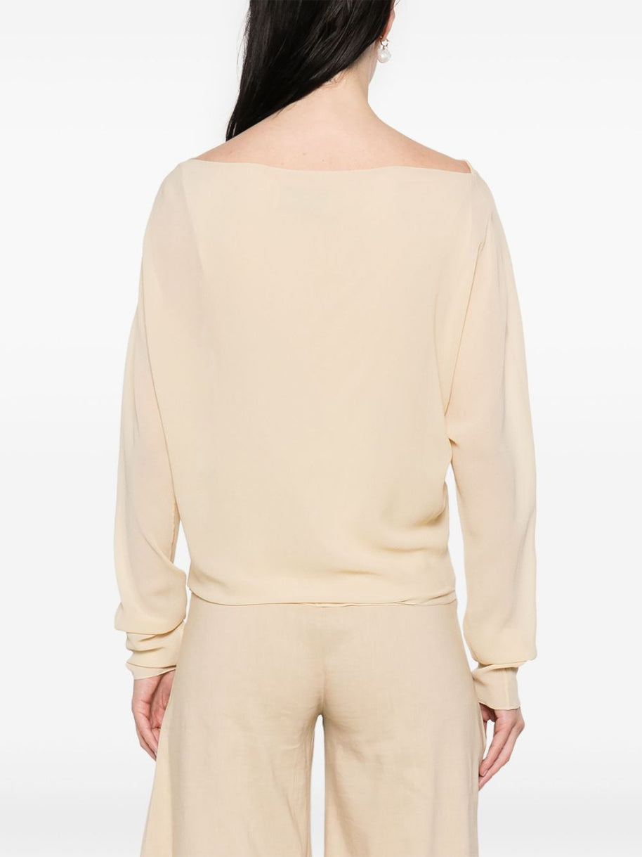 Cortana Silk Top In Beige