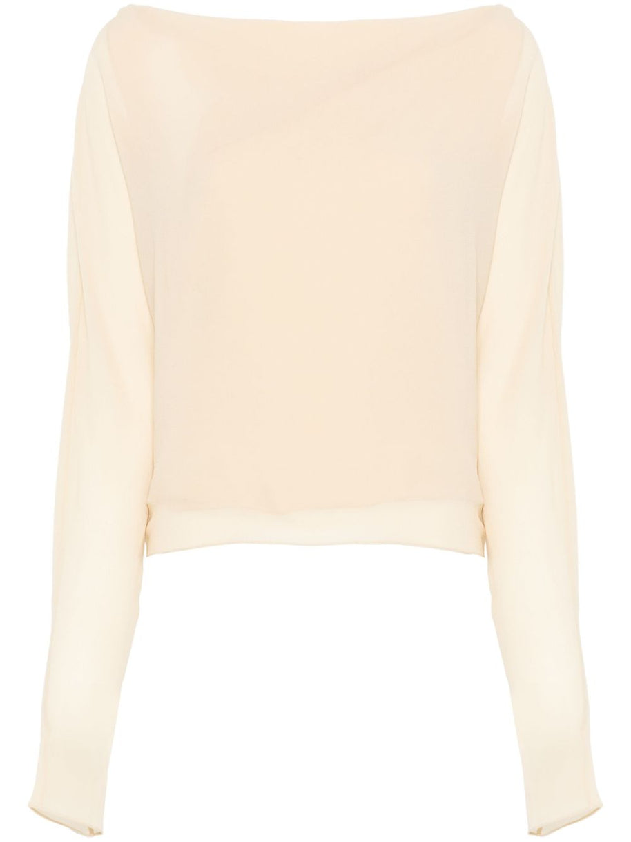 Cortana Silk Top In Beige