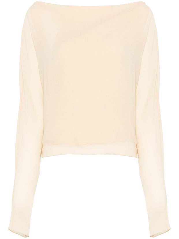 Cortana Silk Top In Beige