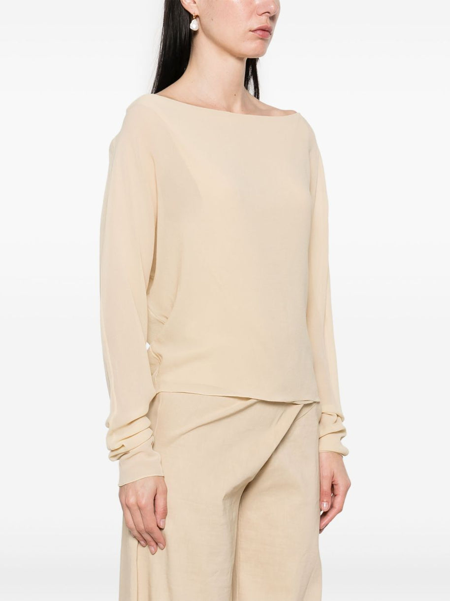 Cortana Silk Top In Beige