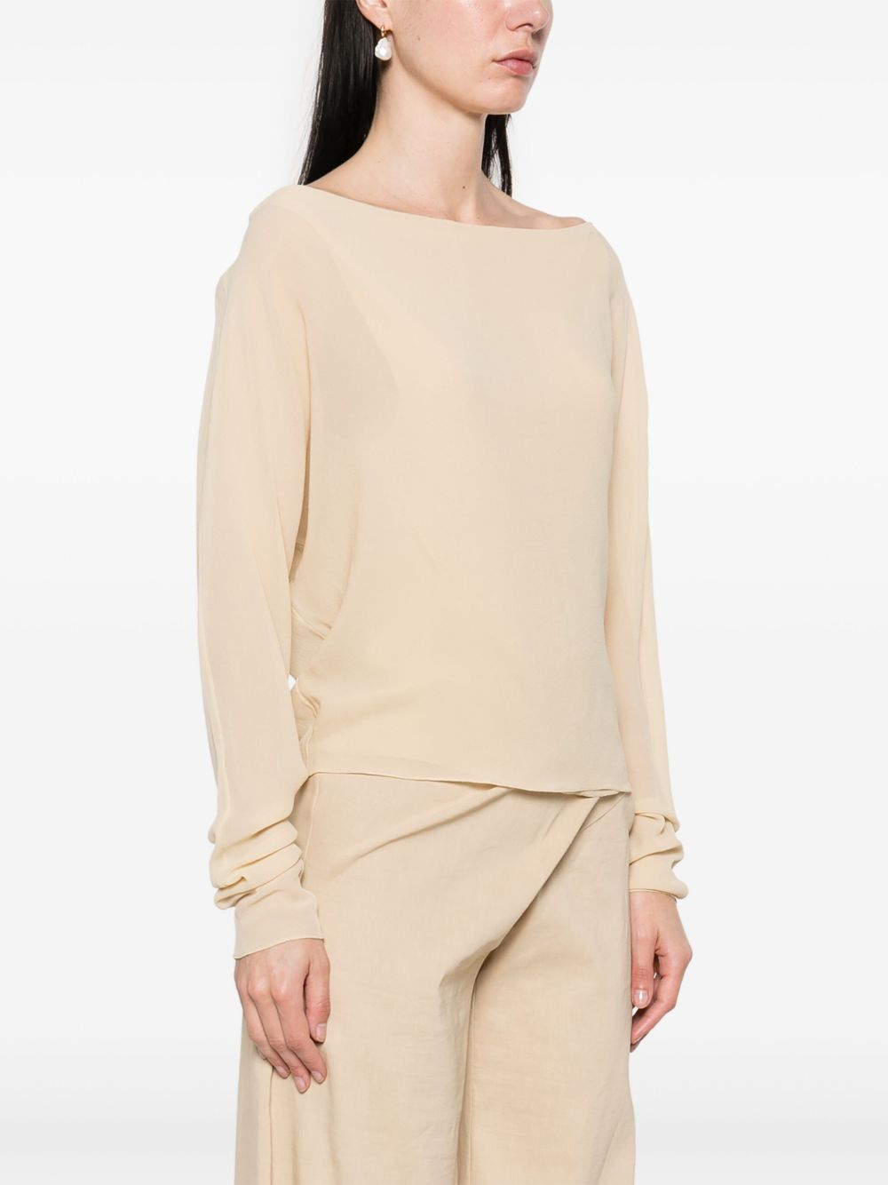 Cortana Silk Top In Beige
