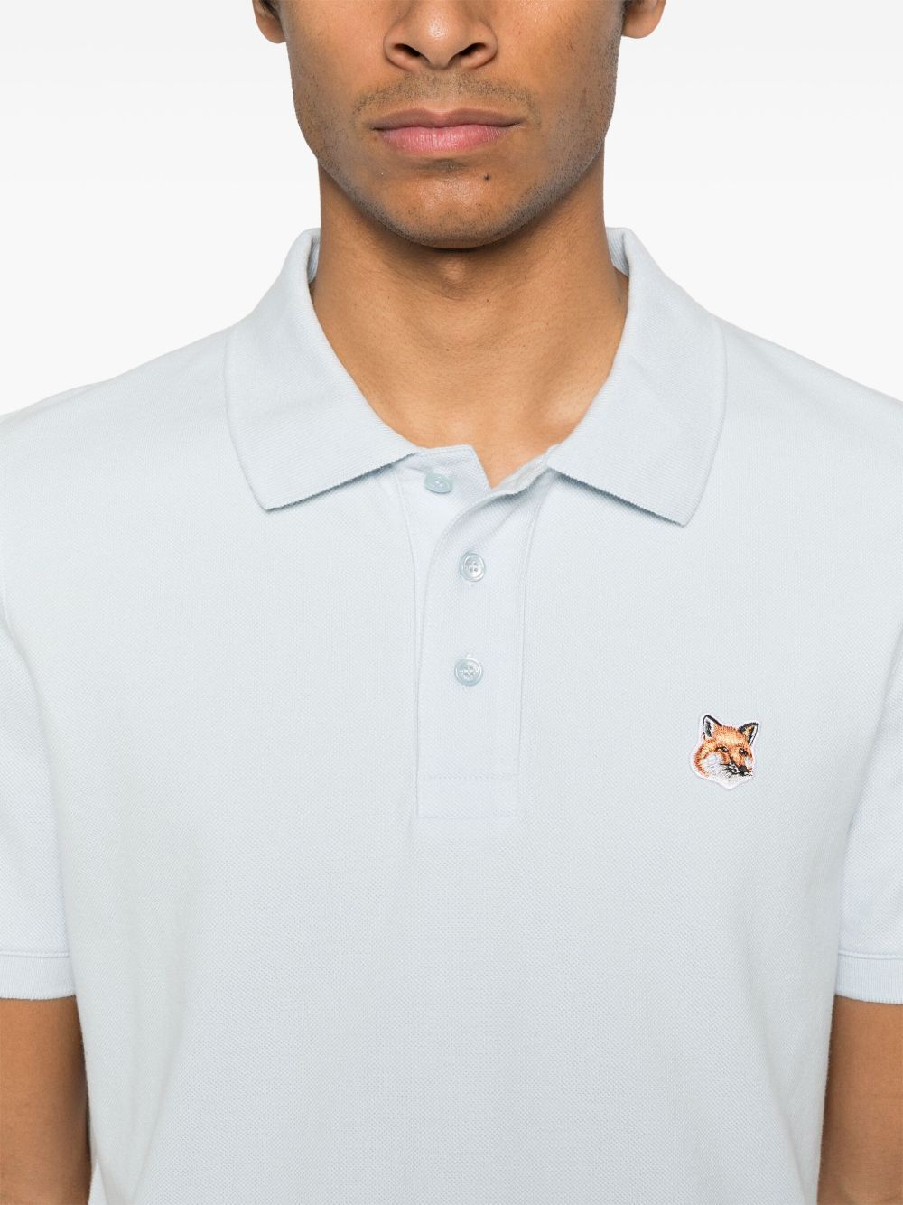 MAISON KITSUNE' Fox Head Polo Shirt In Clear Blue