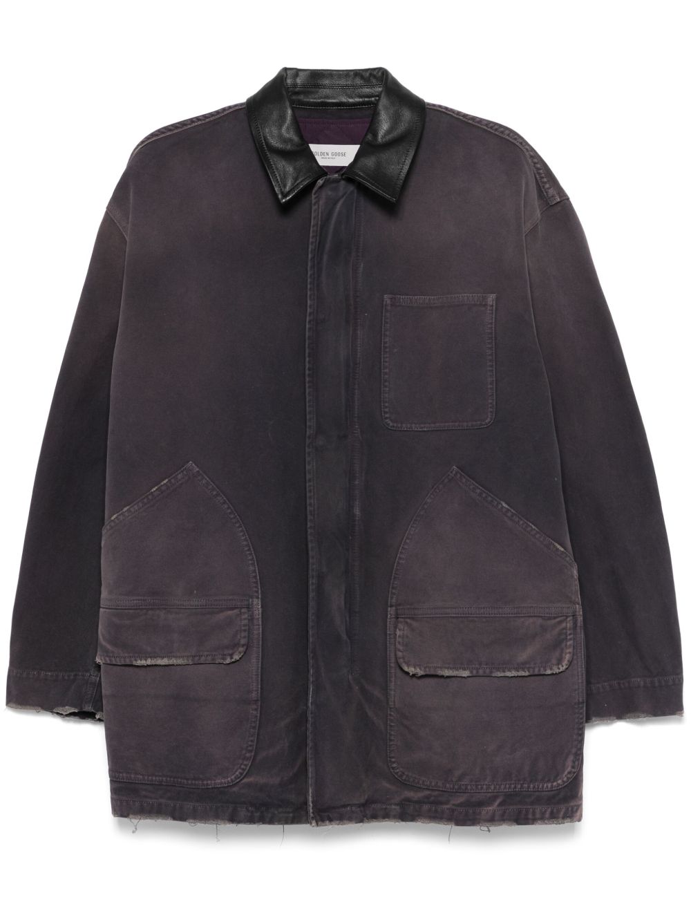 Golden Goose Distressed Denim Jacket With Leather Collar