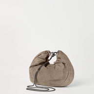 Brunello Cucinelli Suede Hobo Brioche Handbag - Dove Grey