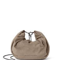 Brunello Cucinelli Suede Hobo Brioche Handbag - Dove Grey