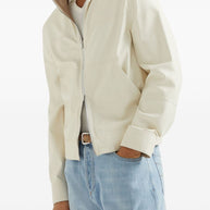 Brunello Cucinelli Reversible Leather Bomber Jacket - Cream