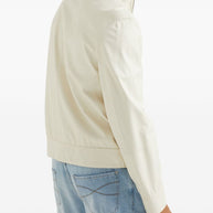 Brunello Cucinelli Reversible Leather Bomber Jacket - Cream