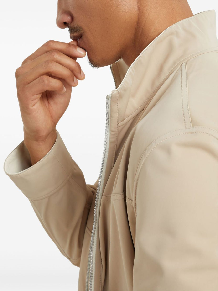 Brunello Cucinelli Reversible Leather Bomber Jacket - Cream