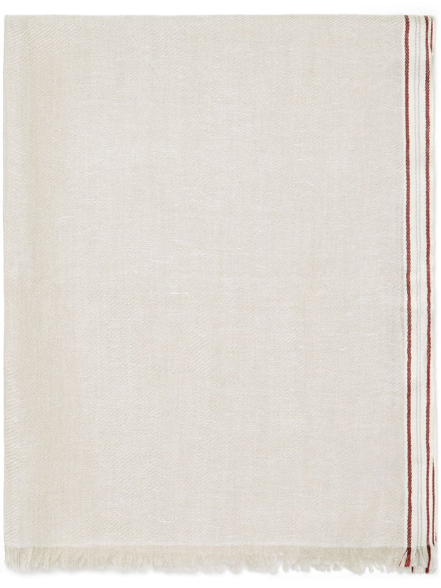 Brunello Cucinelli Silk And Linen Fringed Scarf - Beige