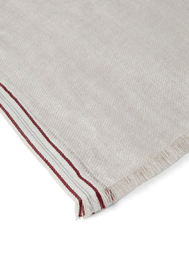 Brunello Cucinelli Silk And Linen Fringed Scarf - Beige