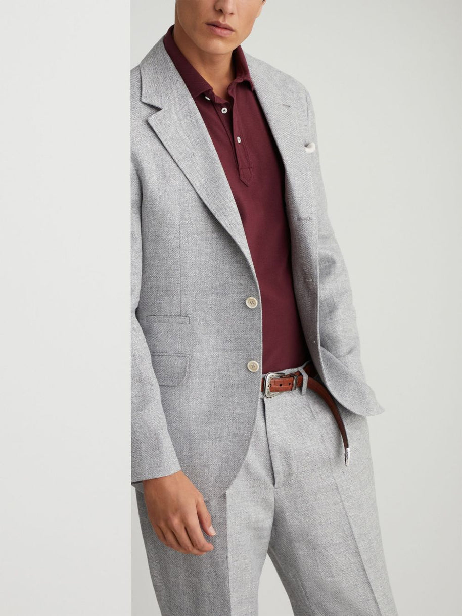 Brunello Cucinelli Linen And Cotton Suit-type Jacket - Light Grey