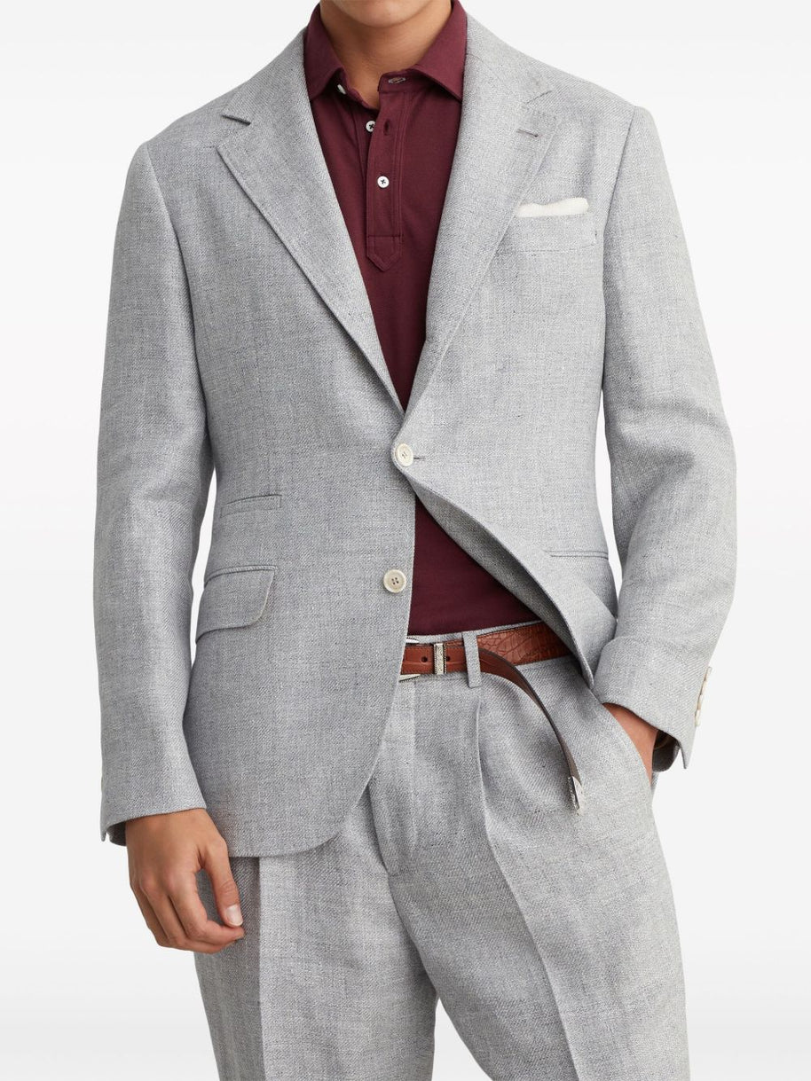 Brunello Cucinelli Linen And Cotton Suit-type Jacket - Light Grey