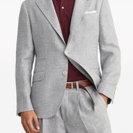 Brunello Cucinelli Linen And Cotton Suit-type Jacket - Light Grey