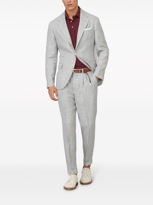 Brunello Cucinelli Linen And Cotton Suit-type Jacket - Light Grey