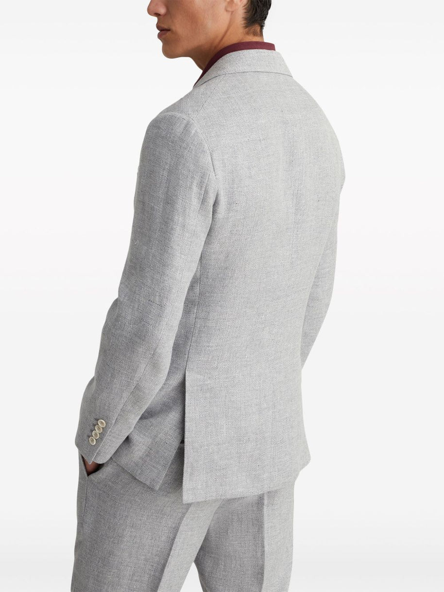 Brunello Cucinelli Linen And Cotton Suit-type Jacket - Light Grey