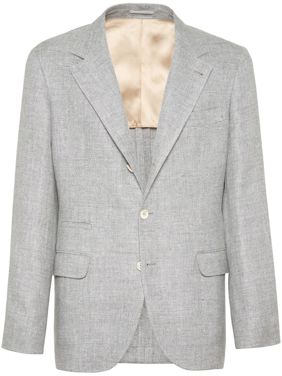 Brunello Cucinelli Linen And Cotton Suit-type Jacket - Light Grey