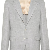 Brunello Cucinelli Linen And Cotton Suit-type Jacket - Light Grey