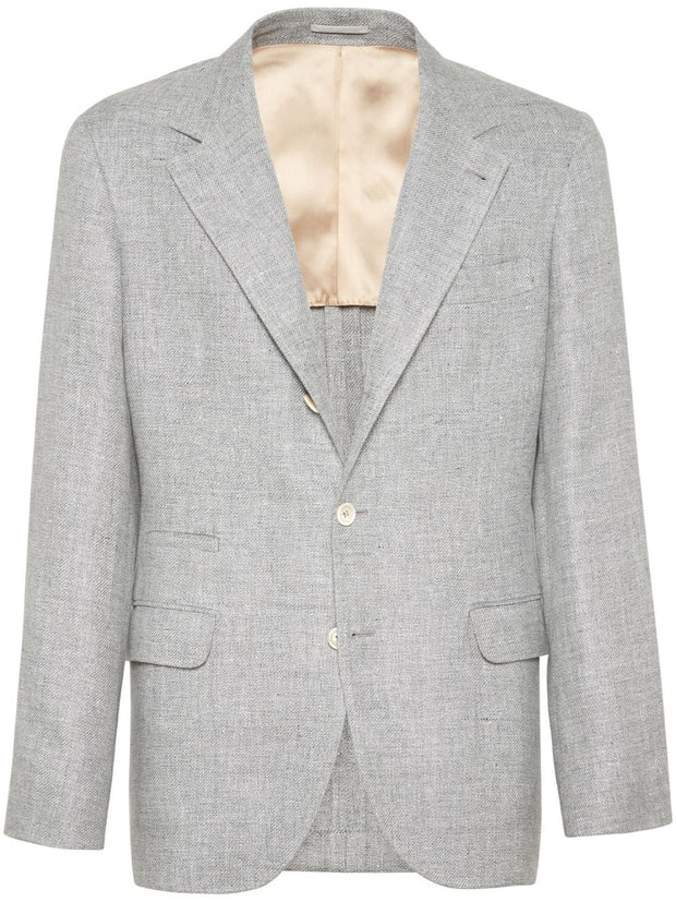 Brunello Cucinelli Linen And Cotton Suit-type Jacket - Light Grey