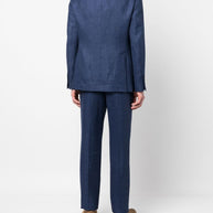 Brunello Cucinelli Linen Leisure Fit Suit - Blue