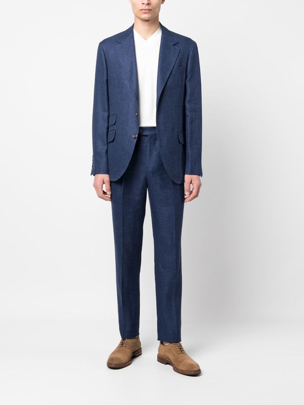 Brunello Cucinelli Linen Leisure Fit Suit - Blue