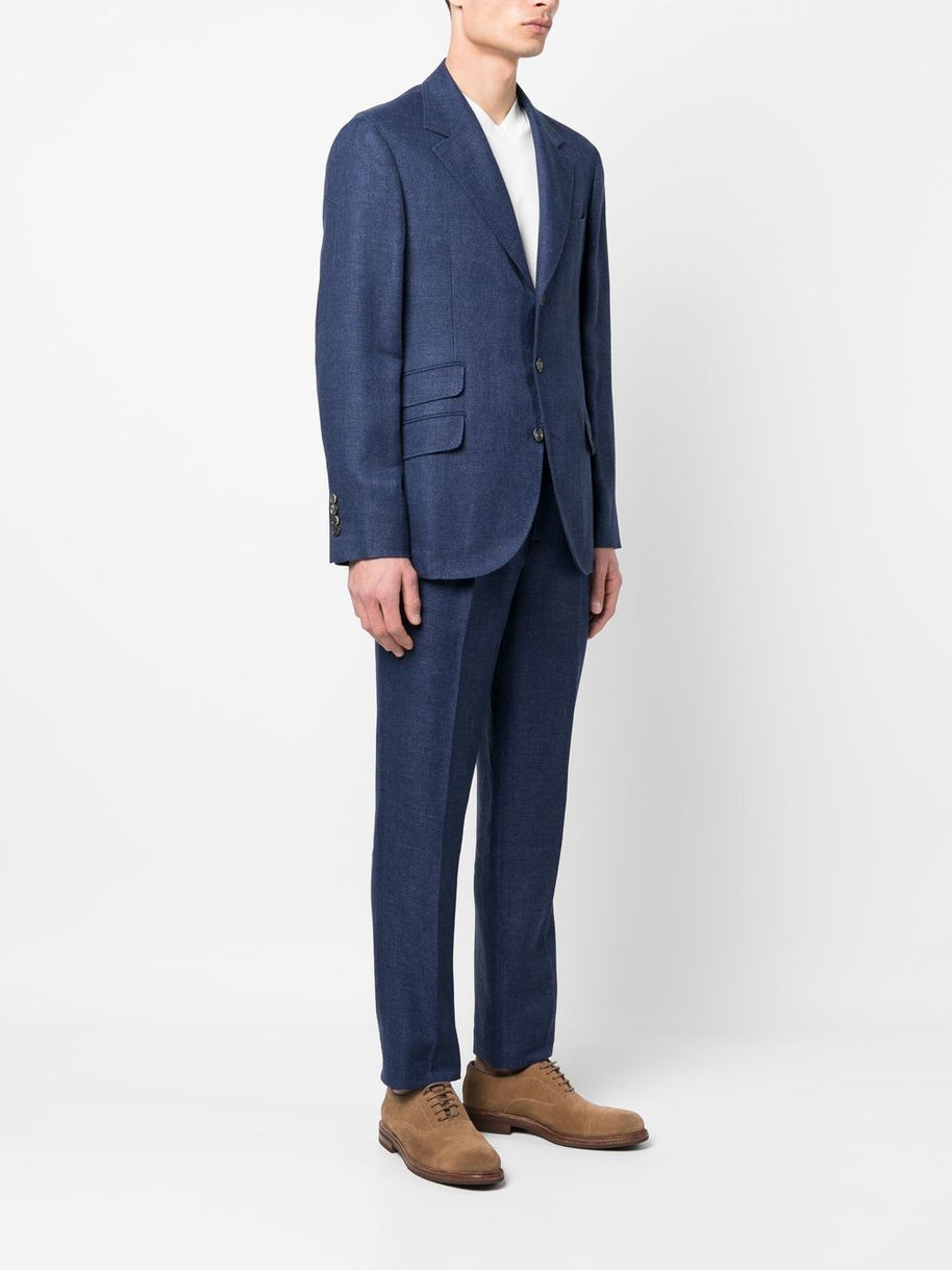 Brunello Cucinelli Linen Leisure Fit Suit - Blue